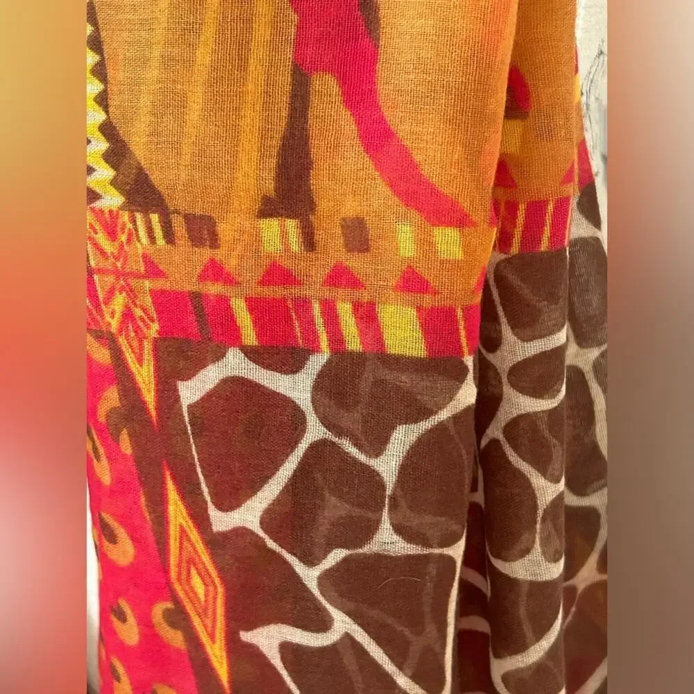 Bongo animal print giraffe brown red scarf